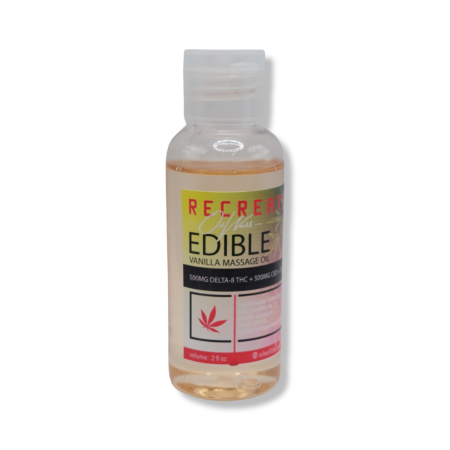 Lovers' Vanilla Bean Edible Massage Oil with Delta-8 THC, CBD, and CBG