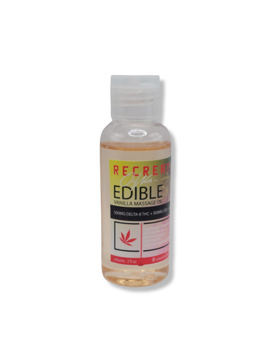 Lovers' Vanilla Bean Edible Massage Oil with Delta-8 THC, CBD, and CBG