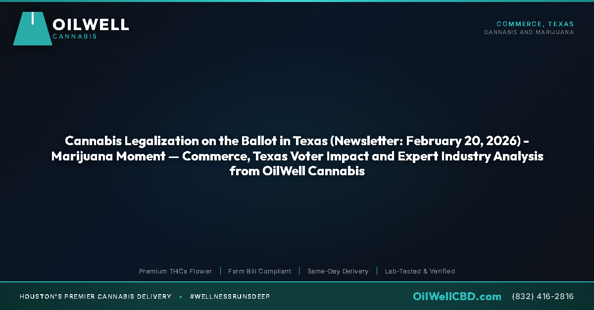 Cannabis Legalization on the Ballot in Texas (Newsletter: February 20, 2026) - Marijuana Moment — Commerce, Texas Voter Impact and Expert Industry Analysis from OilWell Cannabis - OilWell Cannabis