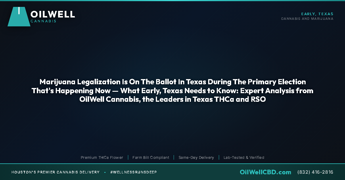 Marijuana Legalization Is On The Ballot In Texas During The Primary Election That's Happening Now — What Early, Texas Needs to Know: Expert Analysis from OilWell Cannabis, the Leaders in Texas THCa and RSO - OilWell Cannabis