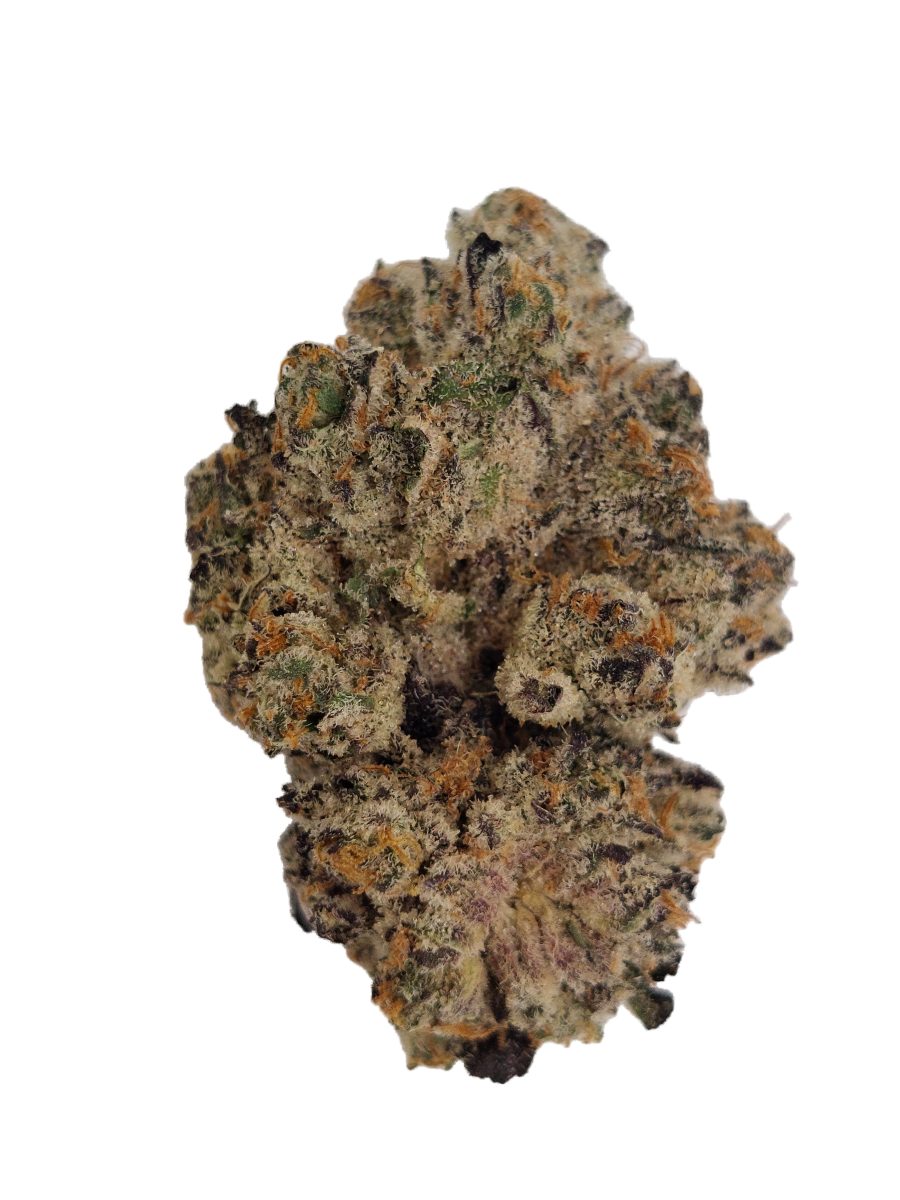 Sub Zero THCa flower Houston same-day delivery, frosty purple indoor top-shelf hemp bud